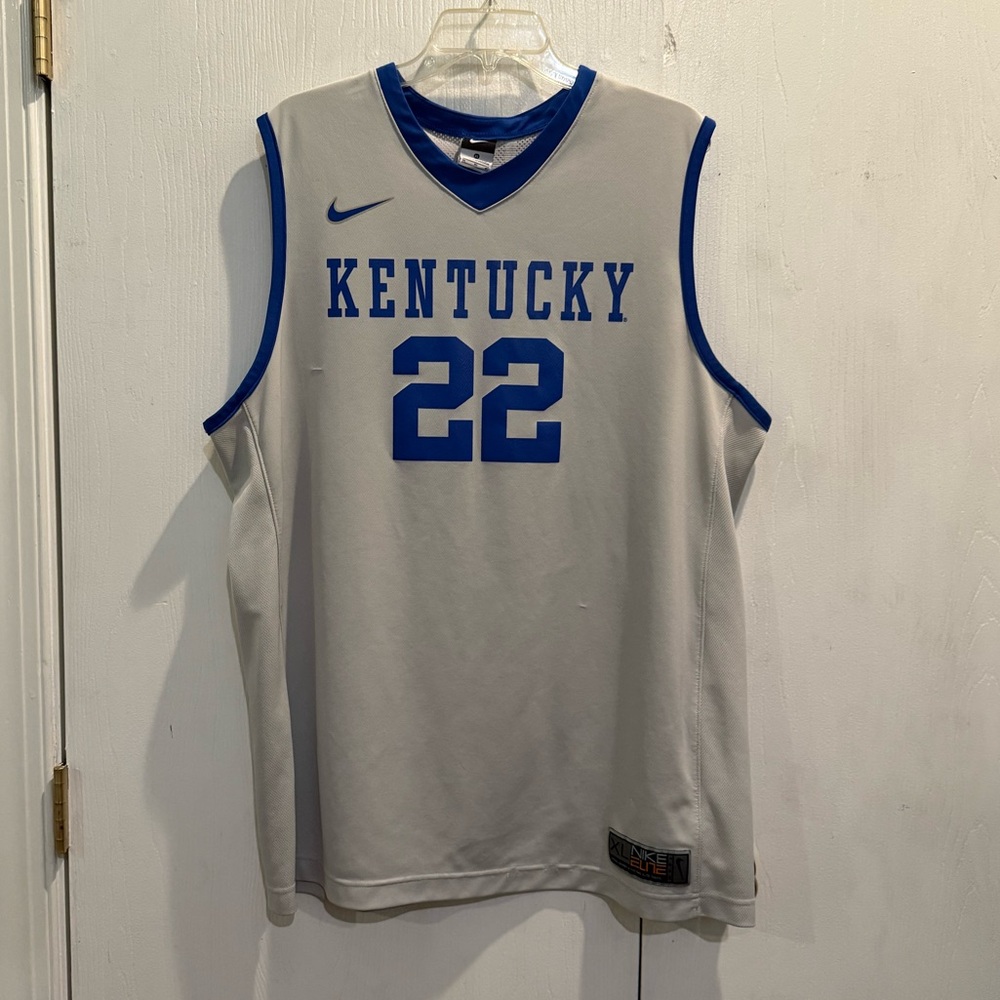 Nike Elite Kentucky Gray and Blue Basketball Jersey #22